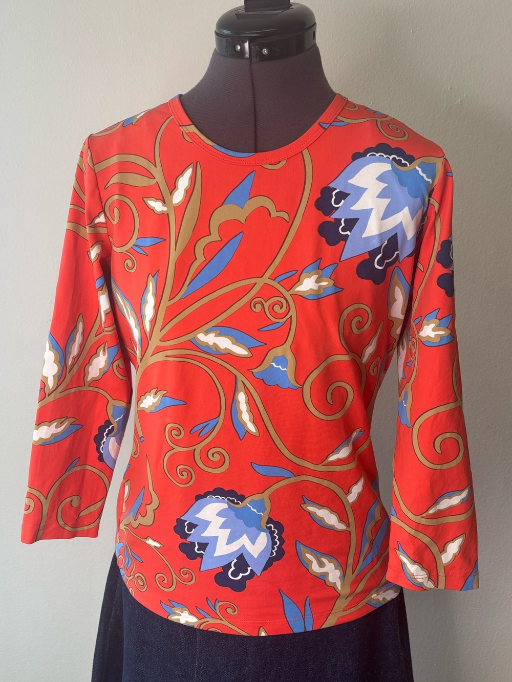 Women's Coral Floral Floral Print Long Sleeve Top